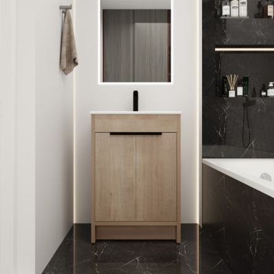 Streamdale Freestanding Vanity with White Sink & Soft-Close Doors