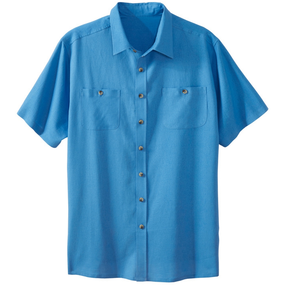 Big & Tall Short-Sleeve Linen Shirt - Royal blue floral