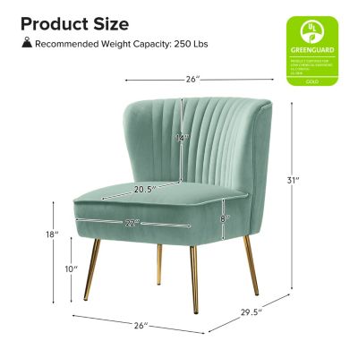 Velvet Accent Chair with Gold Metal Legs for Bedroom Guest Room Vanity