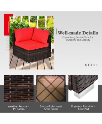 8PCS Patio Rattan Furniture Set Fire Pit Table Tank Holder Cover Deck