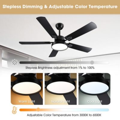 52" Ceiling Fan with Light Remote Control LED Chandelier Lamp 6 Speed Reversible