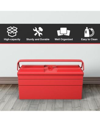 20 Inch Metal Tool Box Portable with 5 Trays Cantilever