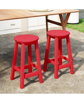 24" HDPE Outdoor Patio Round Counter Height  Stool Set of 2