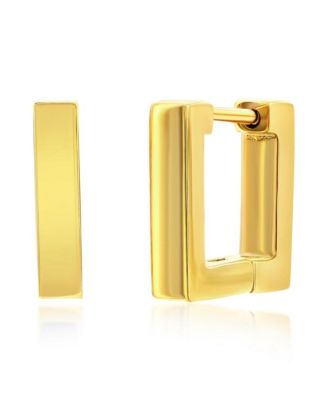 Stainless Steel, Gold Plated or Black Pated Over Stainless Steel 12mm Square Huggie Earrings