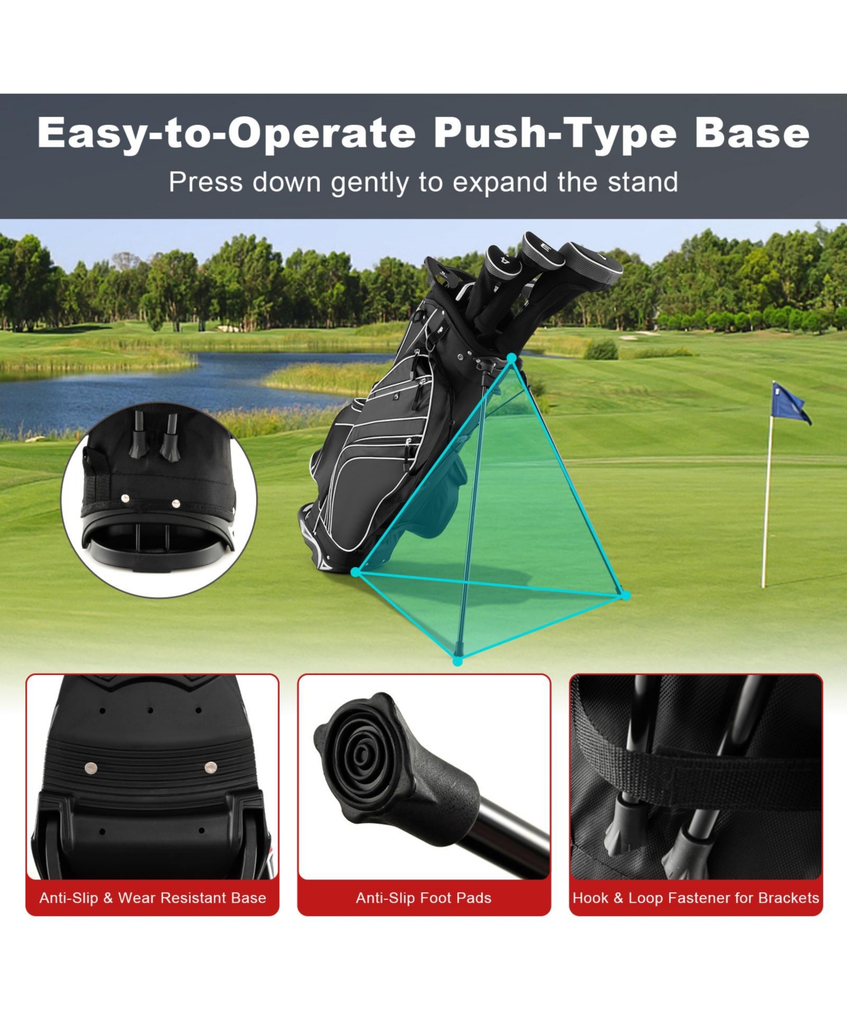 Slickblue Golf Stand Bag Lightweight and Portable Golf Cart Bag with Shoulder Strap
