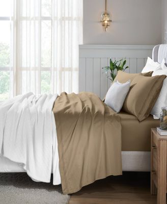 650-TC Egyptian Cotton Solid Deep Pocket Sheet Set, Queen