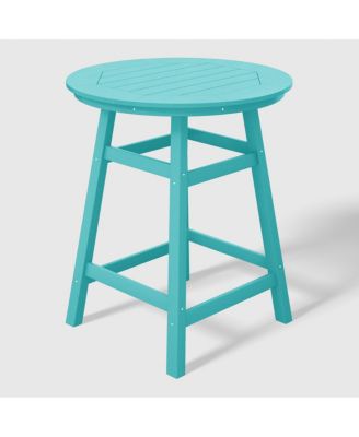 5 PC HDPE Outdoor Patio Dining Bar Table and Counter High Round Stools