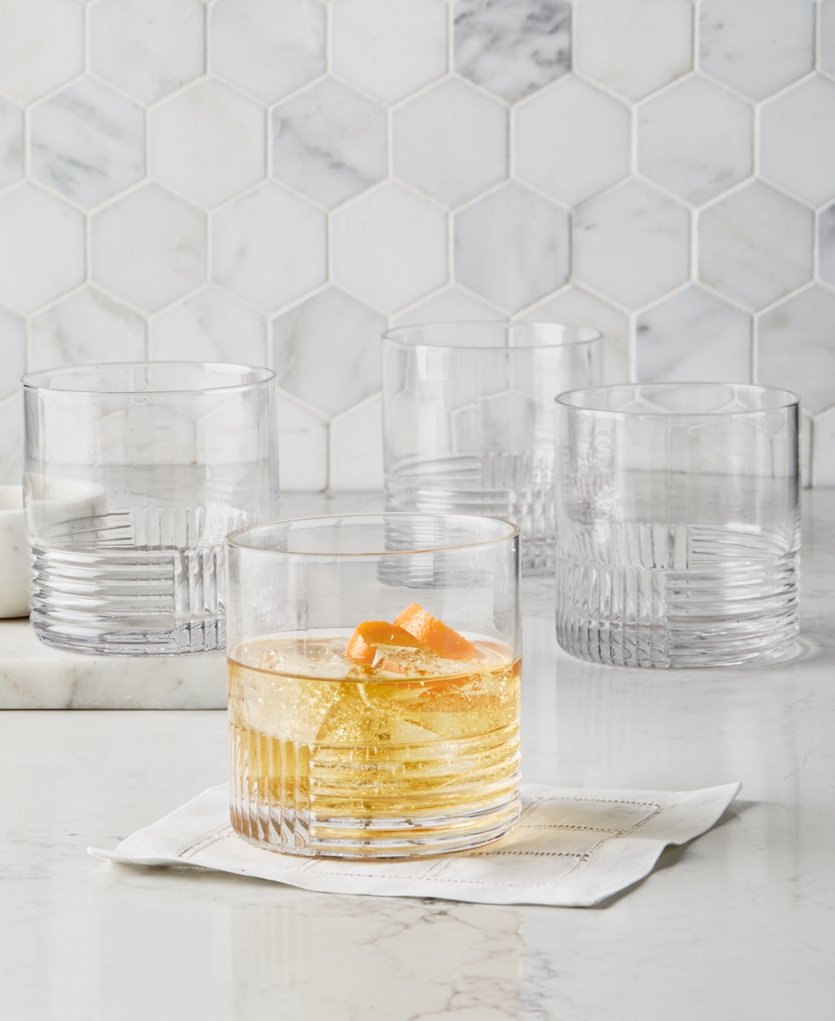 The Cellar Lia Collection 13-oz. Fluted Double Old Fashion Glasses, Set Of 4, Exclusively At Macy's In No Color