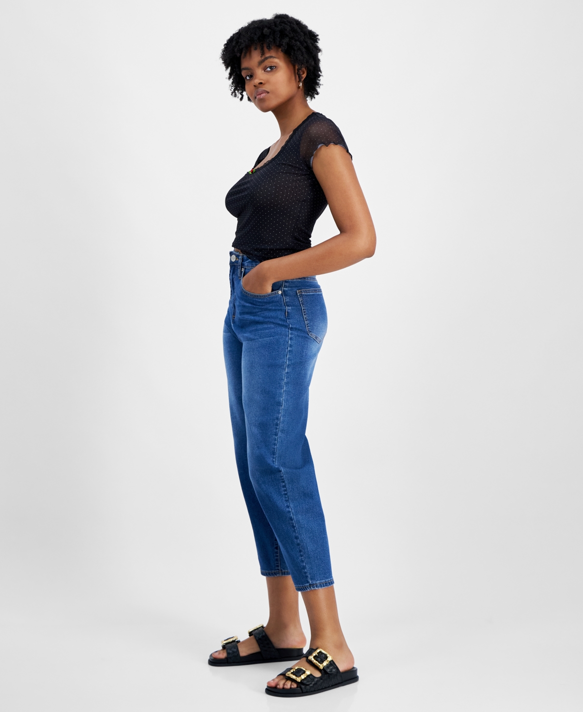 Gogo Jeans Juniors' High Rise Cropped Barrel Jeans