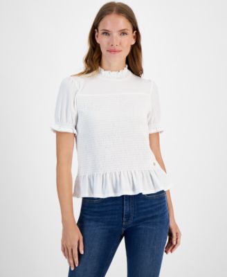 Nautica Jeans - Women's Puff-Sleeve Smocked Top