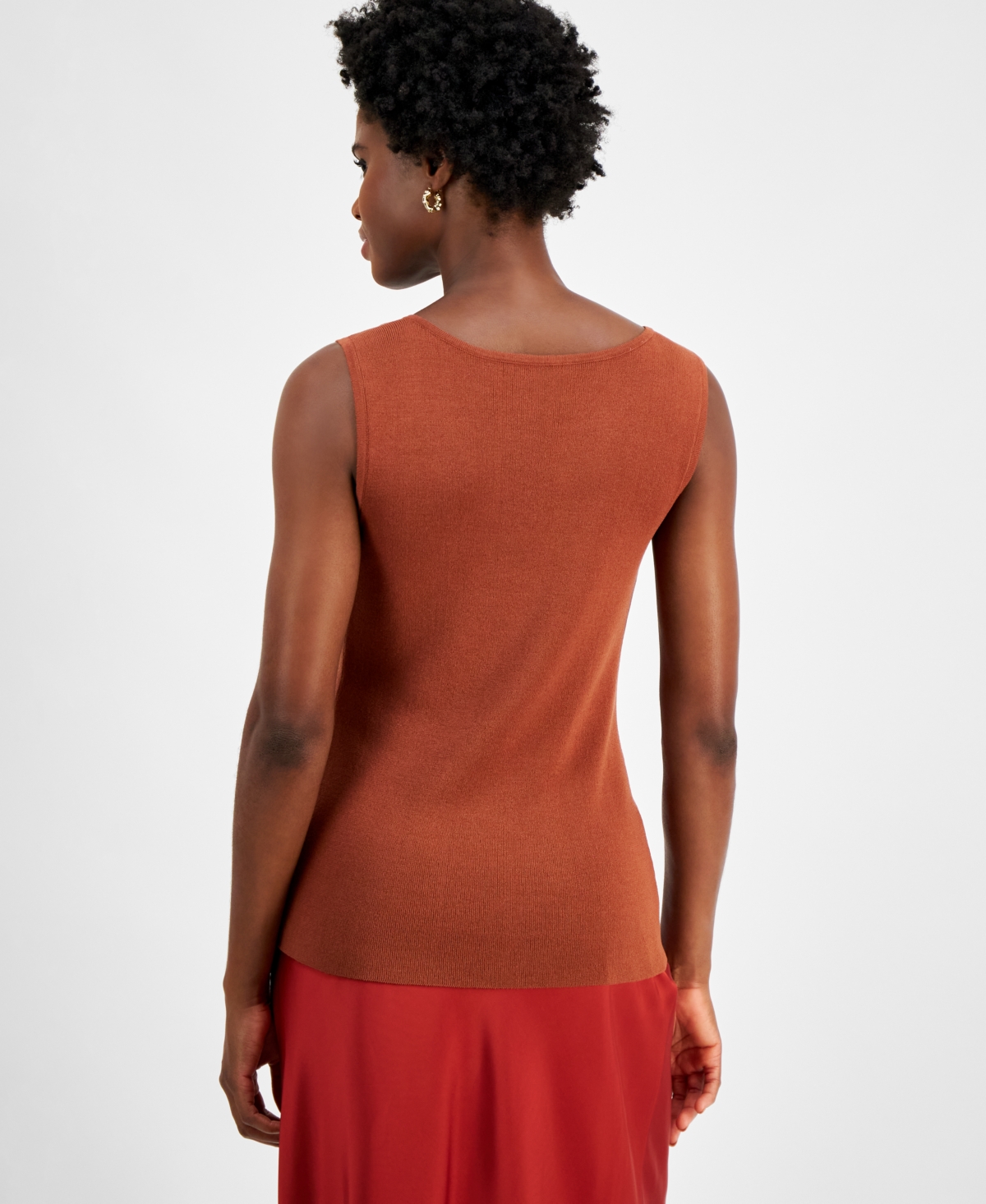 Tahari Asl Women's Ribbed Scoop-Neck Sweater Tank