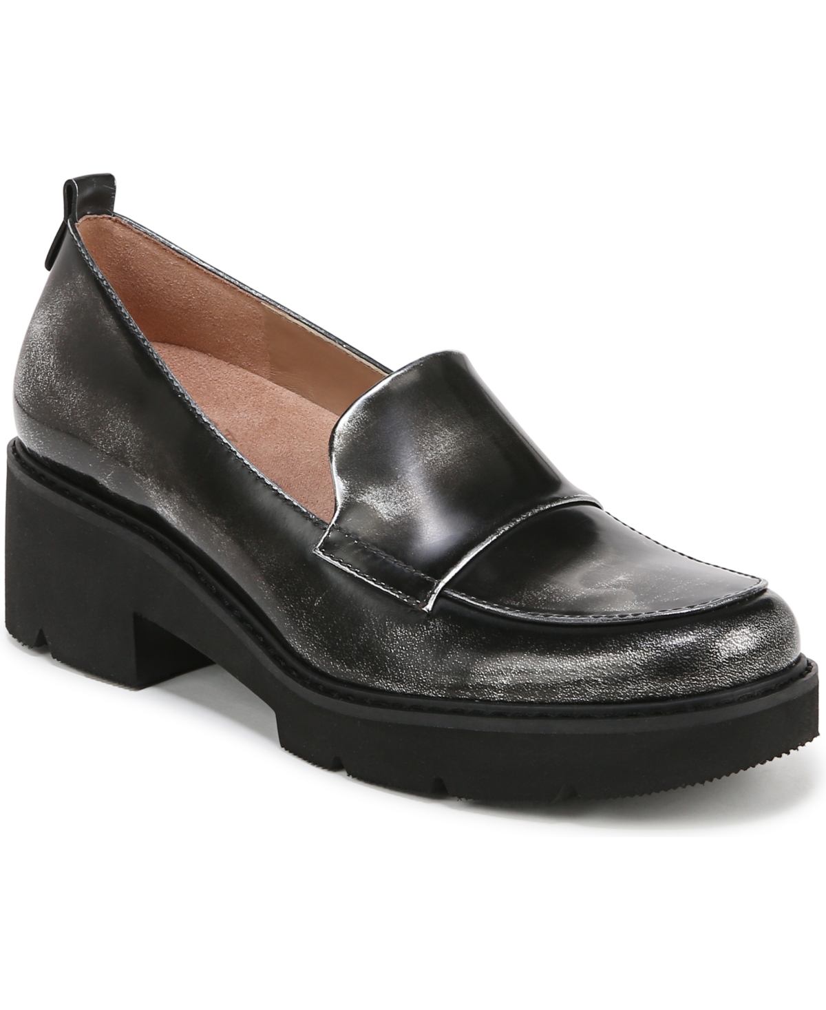 Naturalizer Darry Lug Sole Loafers -Silver Leather