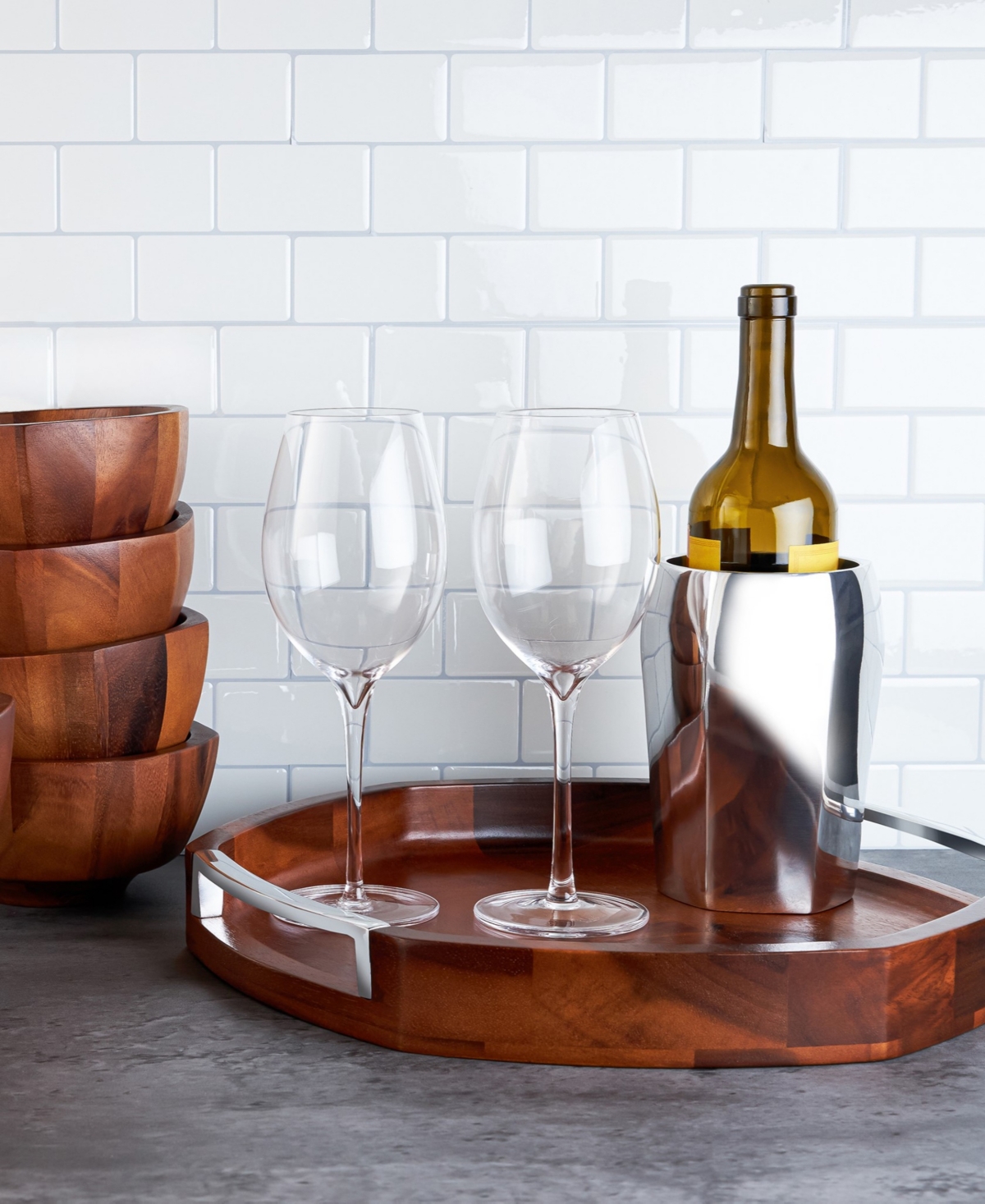 Nambe Rivet Handled Tray In Brown
