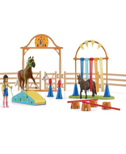 Детский игровой набор Schleich Farm World Pony Agility Training 10-Piece Playset, Ages 3+