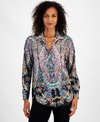 T-Tahari Faux Wrap Satin Top main image 1