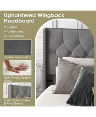Full Size Upholstered Platform Bed with Button Tufted Headboard-Full Size