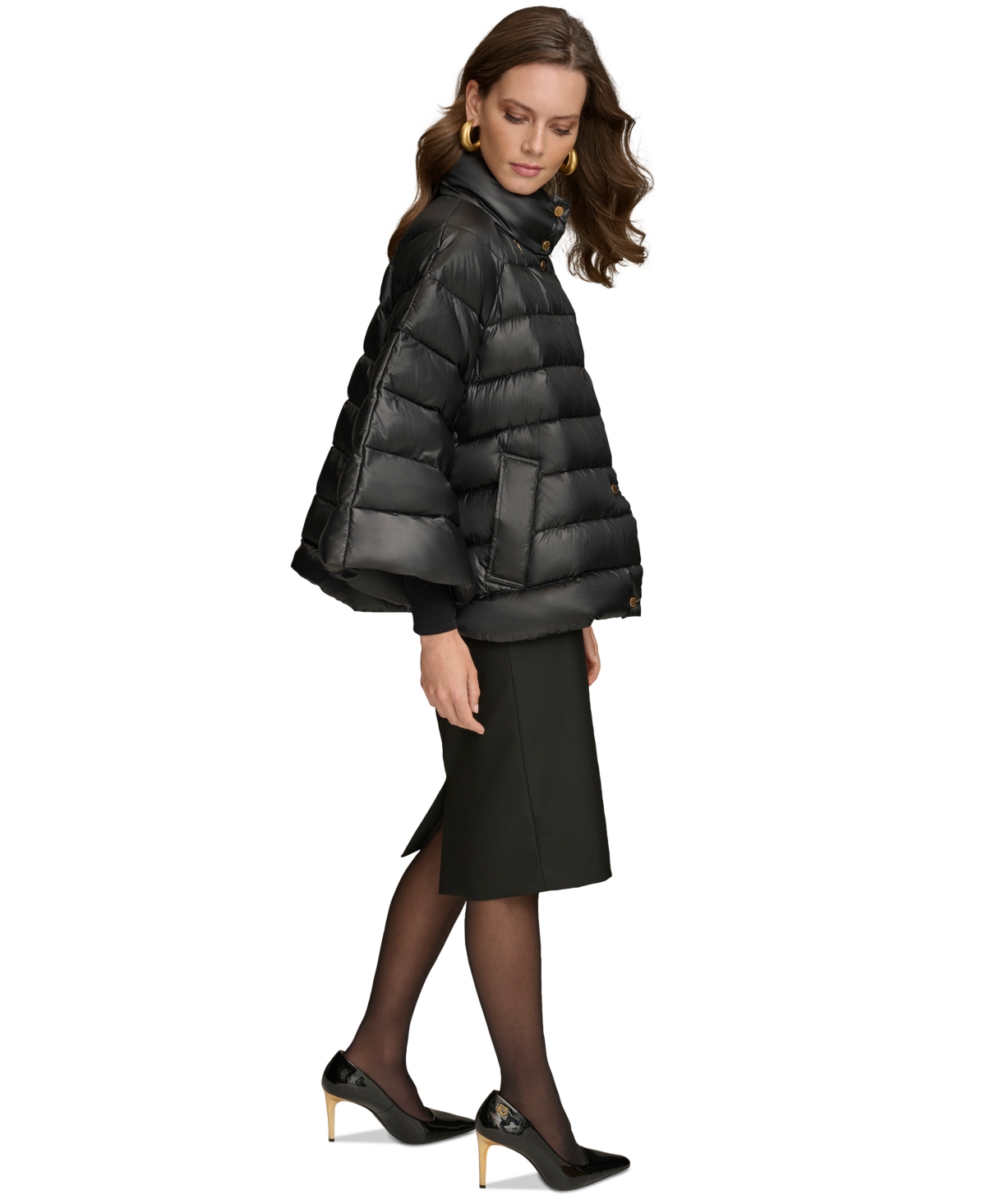 Donna Karan New York Women's Stand-Collar Down Puffer Cape
