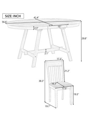 Streamdale Gray 5-Piece Round Dining Table Set with 4 Chairs