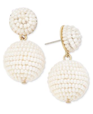 On 34th - Seed Bead Embellished Drop Earrings