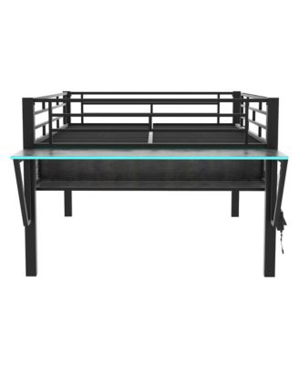 Gaming mid loft bed with desk, LED, Full.