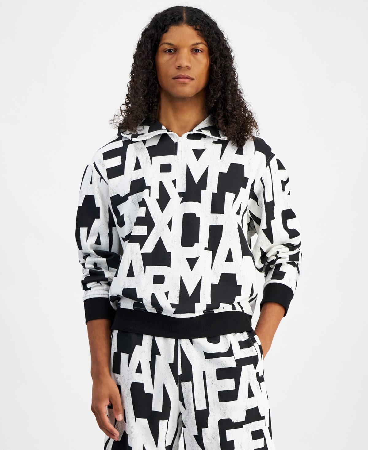 A|X Armani Exchange Men's Long Sleeve Logo Print Hoodie