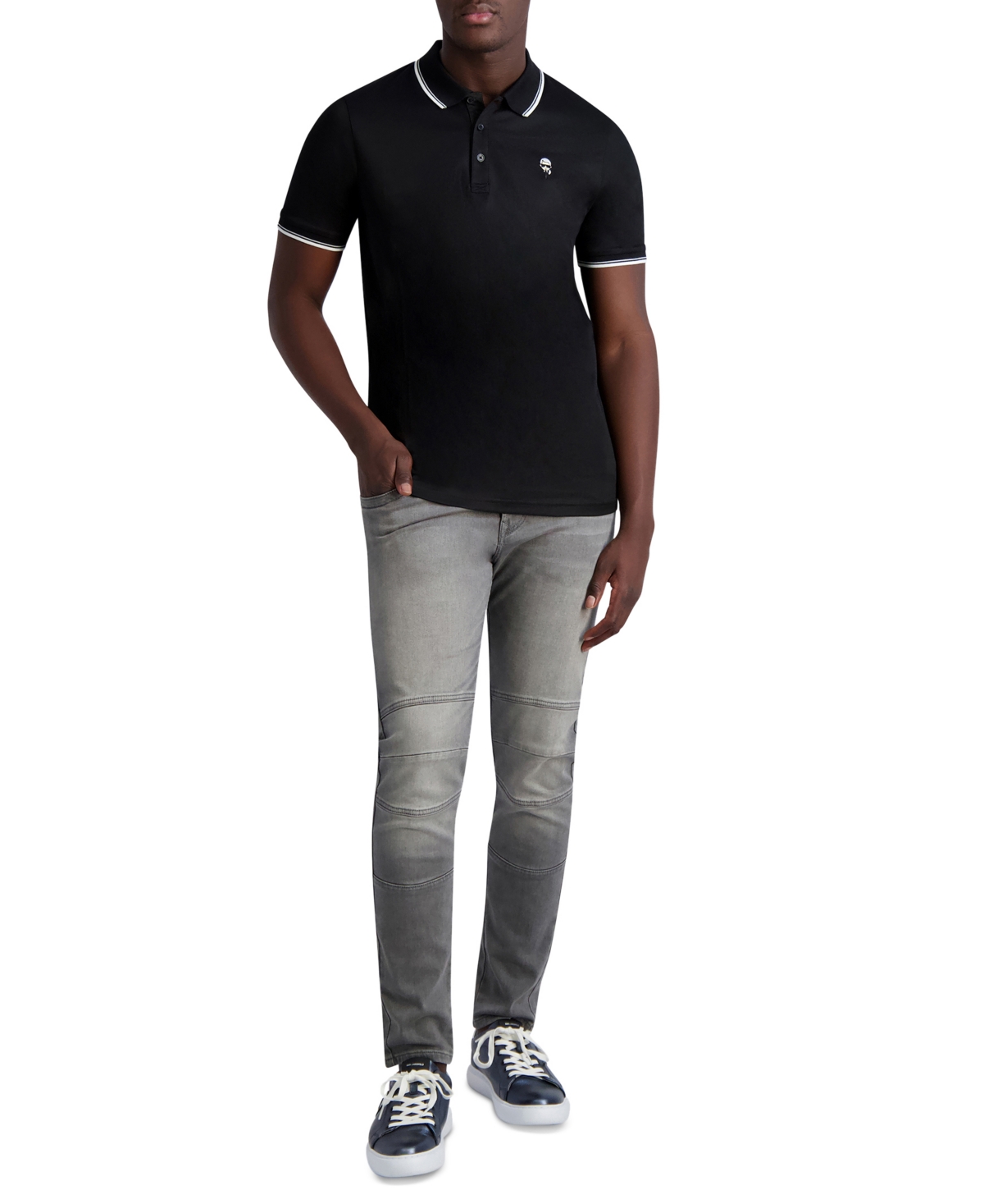 Karl Lagerfeld Paris Men's Slim-Fit Karl Patch Tipped Polo Shirt