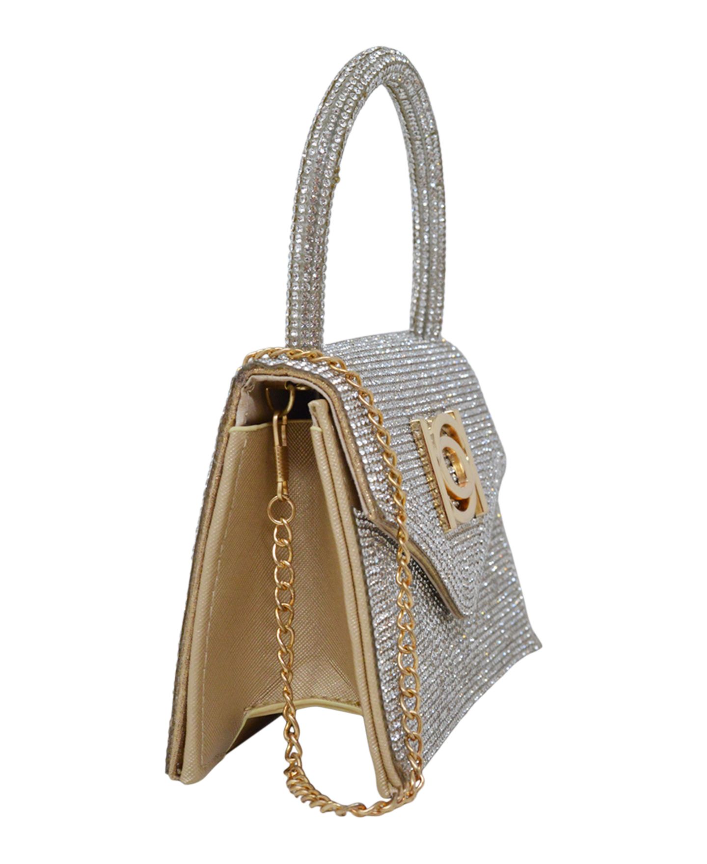 Женская сумка Bebe Hollywood Diamond Mini Satchel, цвет: Серебряный / Золотой — фото 2