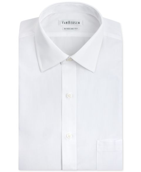 Мужская рубашка Van Heusen Classic-Fit White Poplin Dress Shirt, цвет: Белый