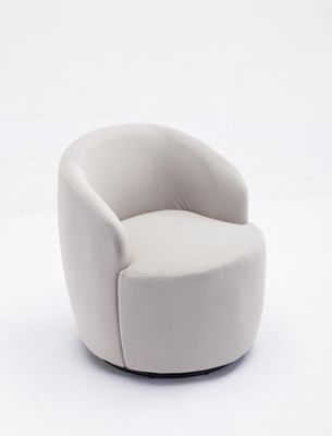 Velvet Swivel Barrel Chair with Metal Ring