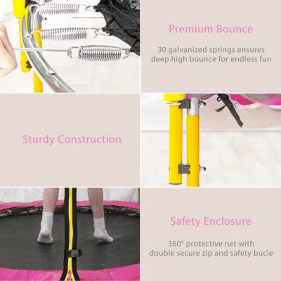 Streamdale 65" Mini Toddler Trampoline with Enclosure and Basketball Hoop