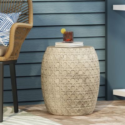 Streamdale Bohemian Barrel Side Table Intricate, Textural, & Versatile
