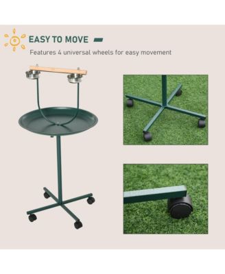 48" Rolling T-Stand Bird Training Activity Playground With Perch