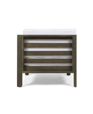 Simplie Fun Outdoor Loveseat Set with Coffee Table in Acacia Wood with Plush Cushions