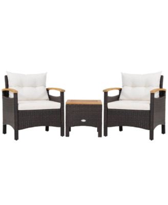 3 Pieces Patio Rattan Furniture Set with Removable Cushion