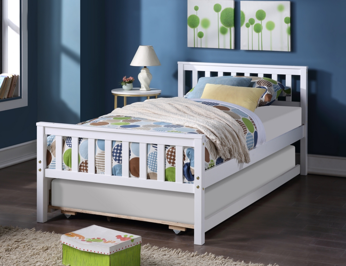 Streamdale Furniture Bed with Trundle, Platform Bed Frame with Headboard and Footboard, for Bedroom Small Living Space, No Box Spring Needed, Whi