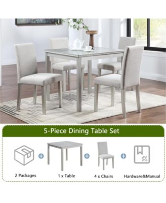 5-Piece  wooden Crystal Dining Set with Upholstered Chairs