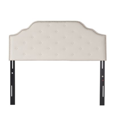 Streamdale Contemporary Button-Tufted Upholstered Headboard with Nailhead Accents