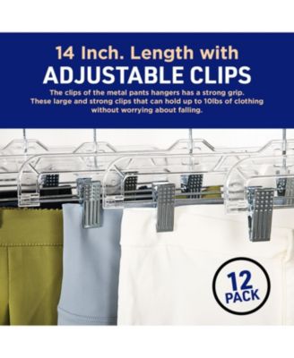 Clear Plastic Hangers - 20 Pieces 14 Inches Anti-Slip Space-Saving, Closet Organization Solution - Pants, Trousers, Skirts, Jeans Hangers with 360° Swivel Hook and Adjustable Clips - Clear