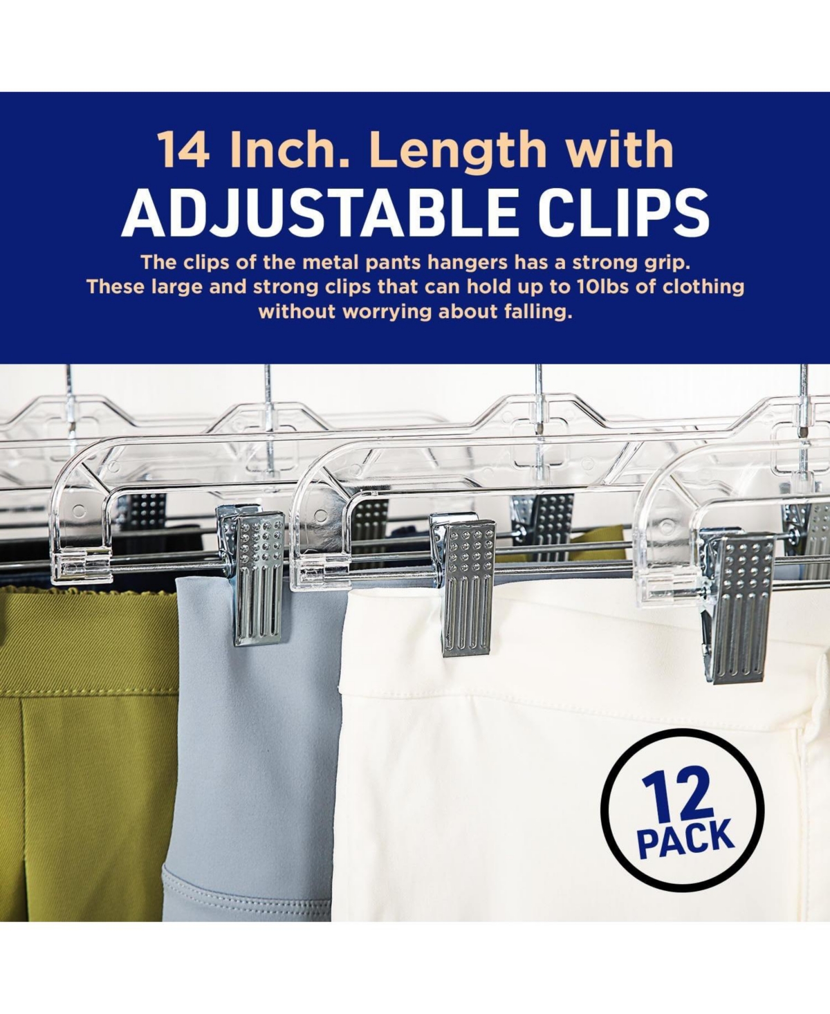 Lifemaster Clear Plastic Hangers - 20 Pieces 14 Inches Anti-Slip Space-Saving, Closet Organization Solution