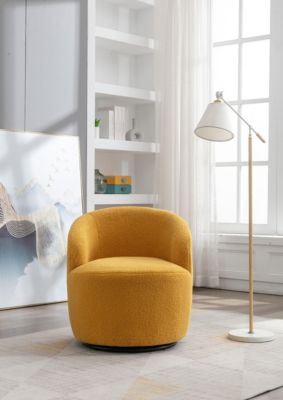 Teddy Fabric Swivel Barrel Chair with Metal Ring