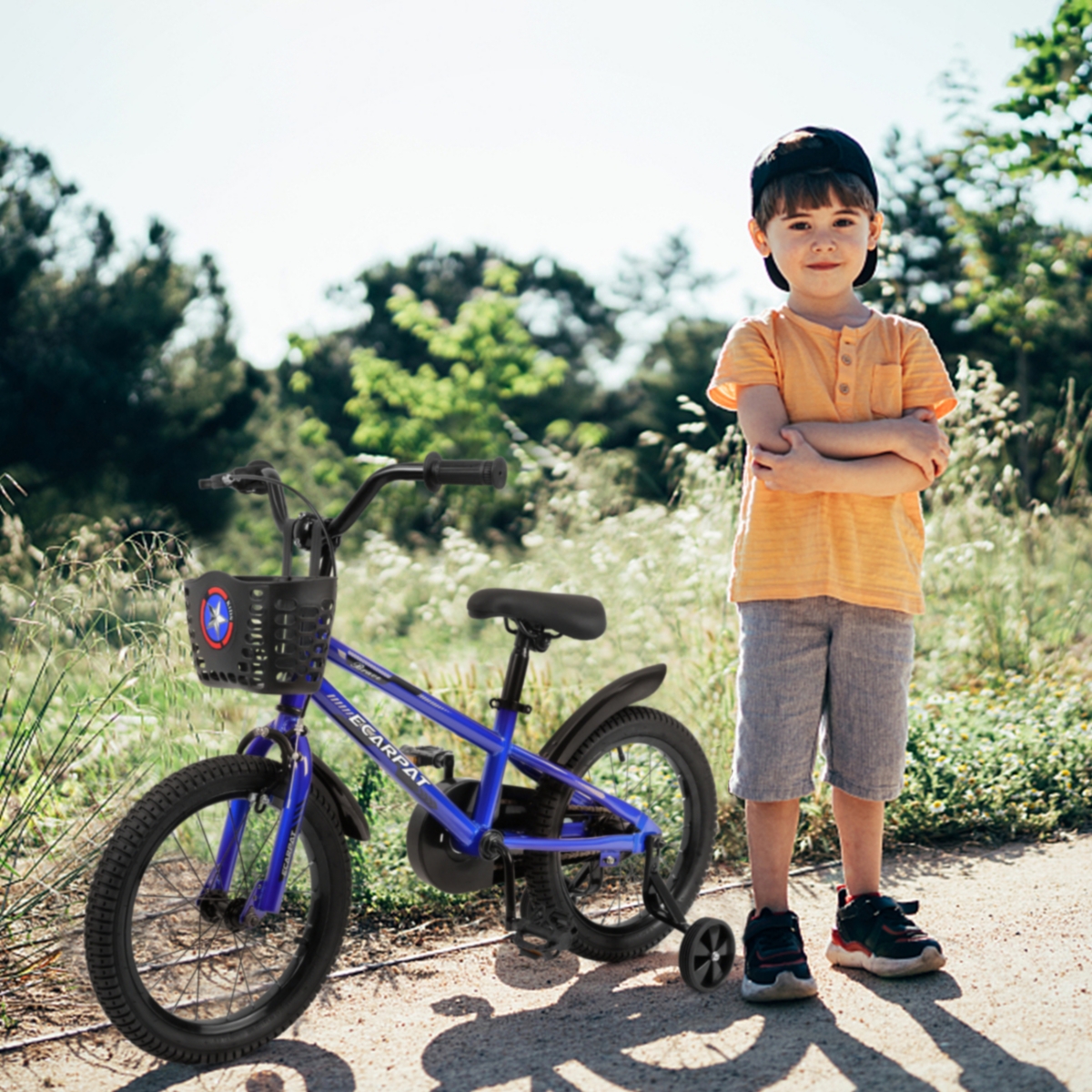 Streamdale Furniture Safe Kids' Bike with Brakes, Tires, Frame, Pedals, Reflectors, Basket, Easy Assembly