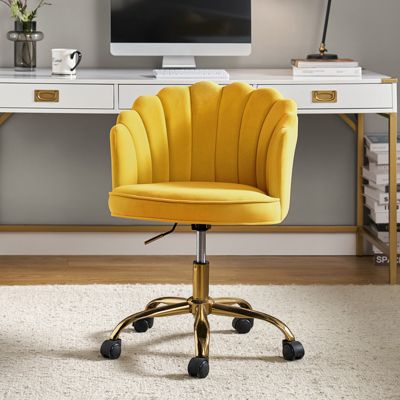 Woman Modern Cute Shell Back Upholstered Desk Chair for Vanity, Living Room