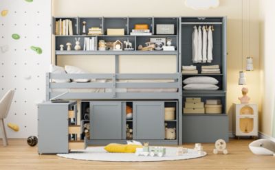 Streamdale Wooden Loft Bed with Storage and Desk