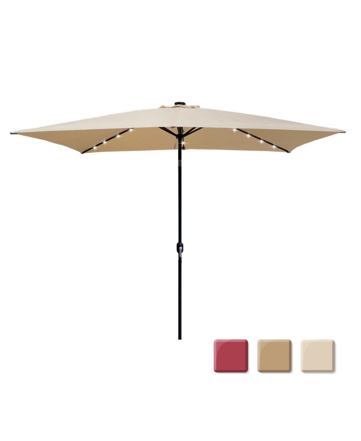 Outdoor Patio Umbrella 10 Ft X 6.5 Ft Rectangular With Crank Weather Resistant Uv Protection - Brown
