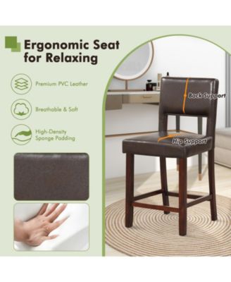 2 Piece Bar Chair Set with Hollowed Back and Rubber Wood Legs