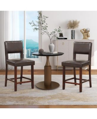 2 Piece Bar Chair Set with Hollowed Back and Rubber Wood Legs