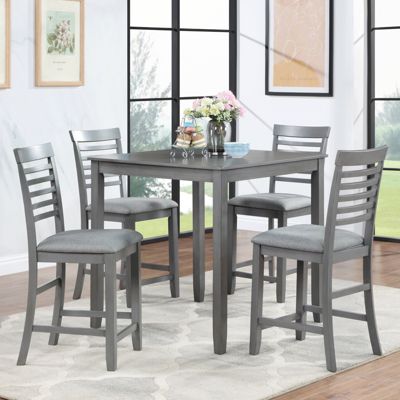 Elegant 5-Pc Solid Wood Counter Height Dining Table Set