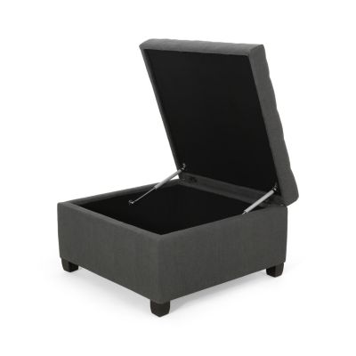 Modern Ottoman with Storage | Plush Upholstery | Contemporary Waffle Stitch