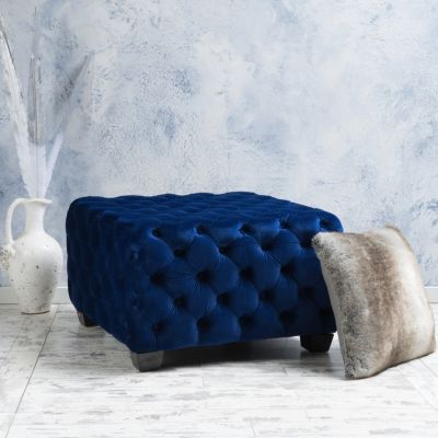  Modern Velvet Glam Ottoman with Diamond Stitching