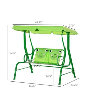 Kids Patio Swing, Children Outdoor 2-Seat Porch Bench with Adjustable Canopy